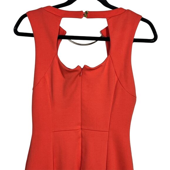 Jennifer Lopez Orange Sleeveless Sheath Mini Dress XS Cutout Back Work Chic - Picture 7 of 10